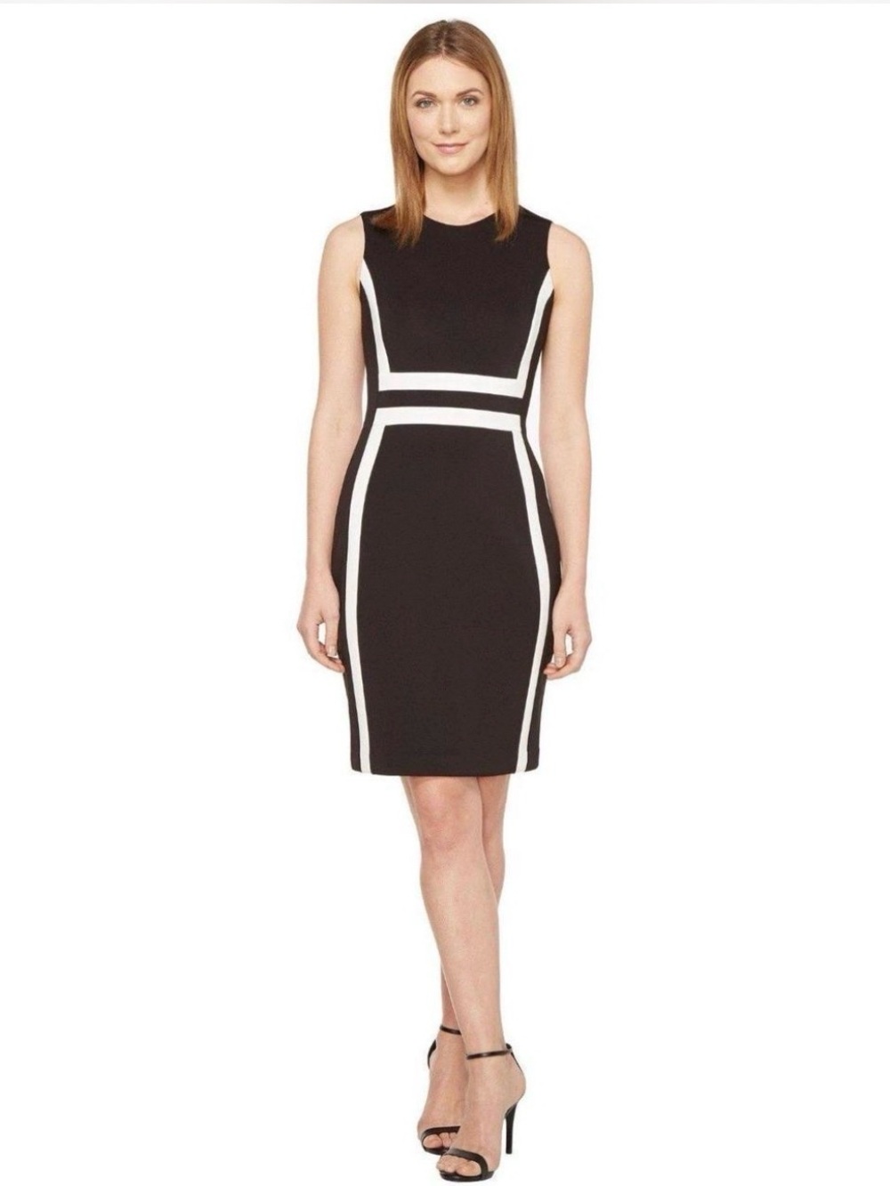Calvin Klein Black Sheath Dress with White Contrast Panels